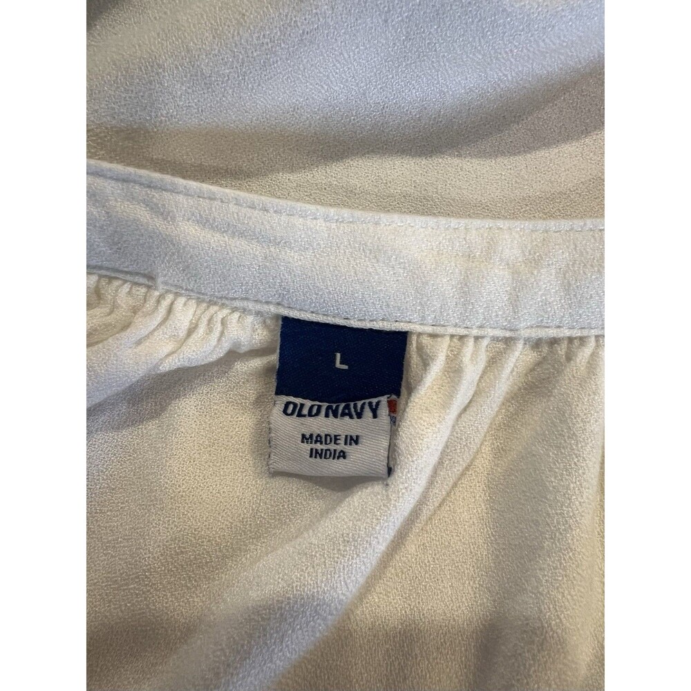 Ladies' White Cotton Peasant Blouse OLD NAVY Size L See Through minimalist - Picture 11 of 12